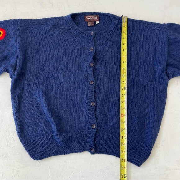 Nando Embroidered Floral Cardigan Sweater 100% Alpaca Hand Knitted Size M - Picture 4 of 8